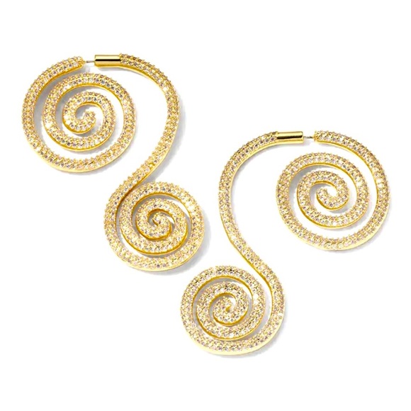 πΊπHPππΊ NWT Cult Gaia Ramala Crystal-Embellished Gold Spiral Earrings - Picture 11 of 17